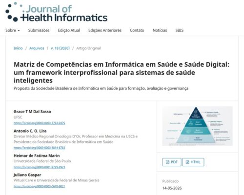 Artigo publicado no JHI apresenta Matriz de Competências em Informática em Saúde e Saúde Digital